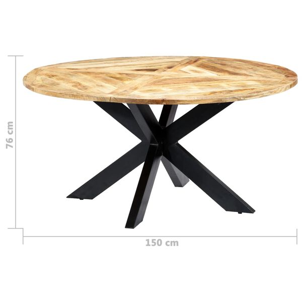 Table ronde à pied étoile – Manguier massif – 150 x 76 cm – dimensions
